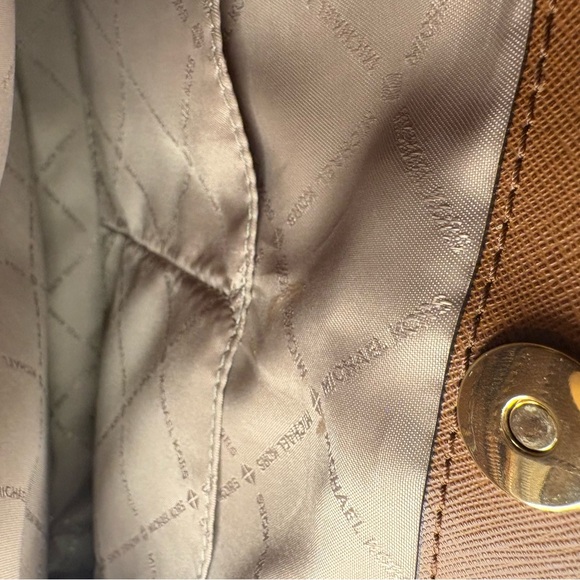 Michael Kors Monogram Shoulder Bag w/ MK Charm & Tortoise Chain Accents – Brown - Picture 16 of 16